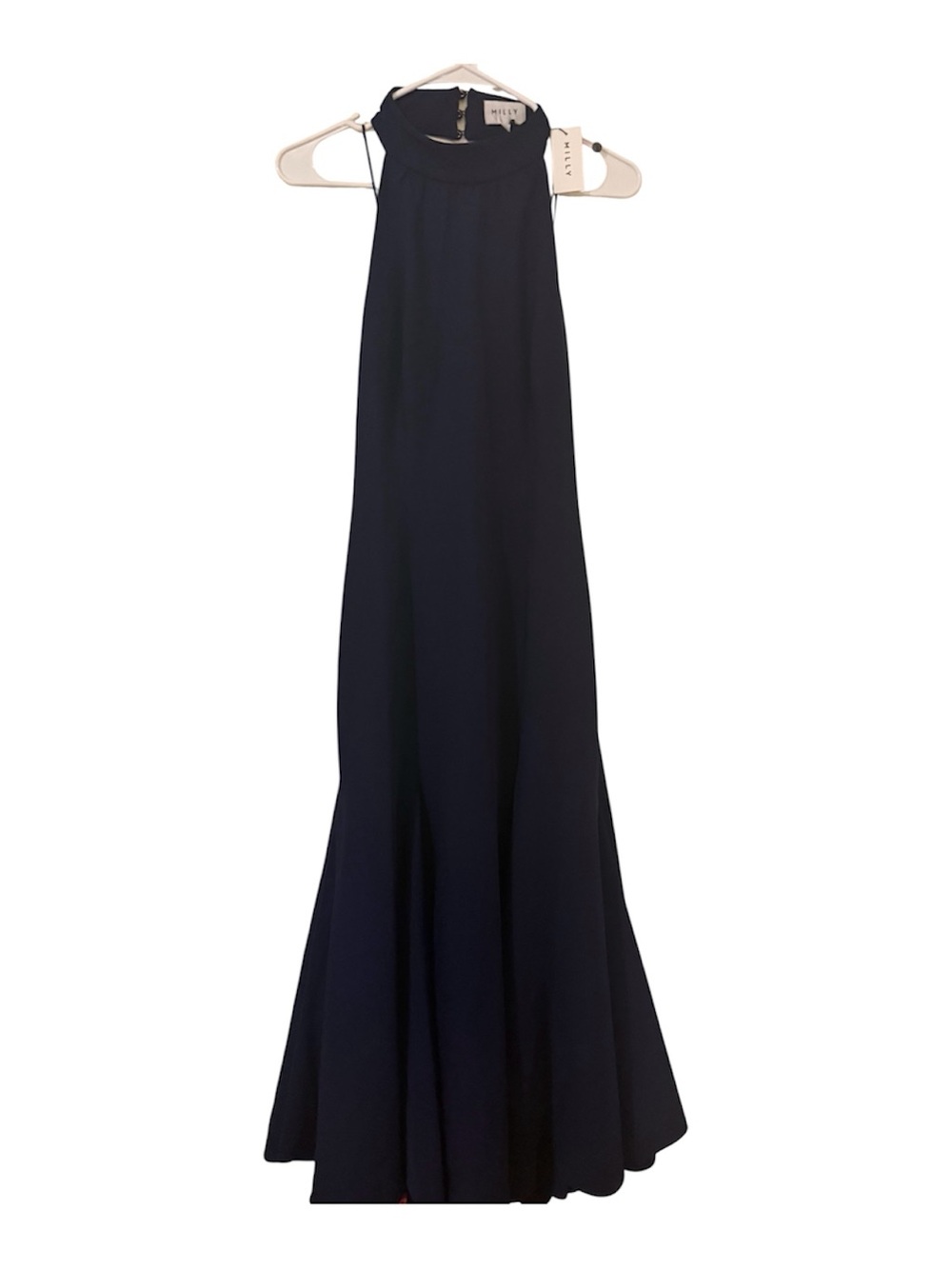 Milly Navy High-Neck Maxi Dress